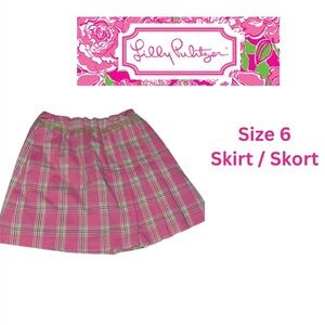Lilly Pulitzer Sz 6 Partial Pleated Plaid Skort Skirt Golf Clueless Preppy.